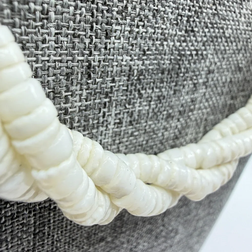 White Puka Shell Heishi Bead Necklace Triple Strand Twisted Boho Coastal Beach